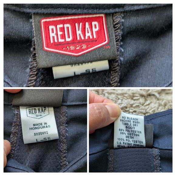 Red Kap Work Shirt Mens L Navy Blue MIMIX Flex Panel Workwear Wicking Ripstop - Picture 2 of 7